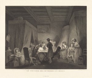 Das Zubettgehen der Modeschöpferinnen von Francois Nicolas Barthelemy Dequevauviller after Nicolas Lavreince