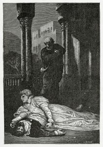 Dona Sol stirbt auf Hernanis Leiche, 19. Jahrhundert von Francois Nicolas Chifflart