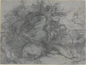 Studie für "Überraschung" (Schlacht der Tiger) von Francois Nicolas Chifflart