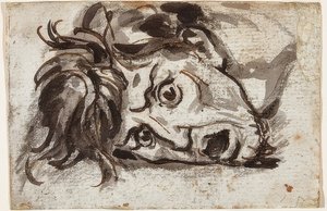 Kopf eines Mannes mit geöffnetem Mund und weit aufgerissenen Augen von Francois Pascal Simon Gerard