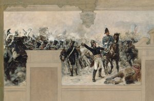 Skizze für das Rathaus von Pantin: Verteidigung von Pantin 1814 durch General Compans von Francois Schommer