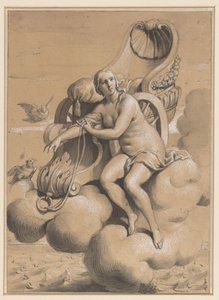 Venus neben ihrem Wagen auf den Wolken sitzend von Francois Verdier
