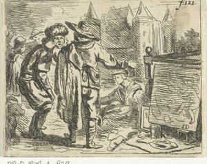 Mann mit Pelzmütze wird am Ohr gezogen von Francoys Dancx