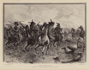 Eine Flucht von Kriegern während eines Aufstands der amerikanischen Ureinwohner von Frank (after) Feller