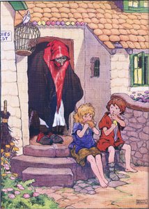 Hänsel, Gretel und die Hexe, aus Hänsel und Gretel, veröffentlicht von Blackie & Son Limited, ca. 1940
