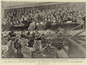 Die Prinzessin von Wales und die Freimaurer, die Preisverleihung an Jungen der Royal Institution