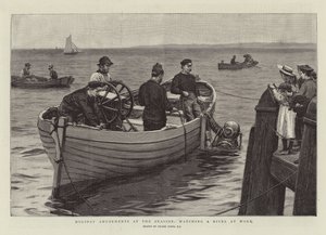 Ferienvergnügen am Meer, Beobachtung eines Tauchers bei der Arbeit von Frank Dadd
