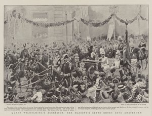 Königin Wilhelminas Thronbesteigung, der Staatseintritt Ihrer Majestät in Amsterdam von Frank Dadd