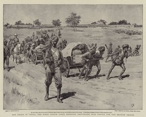 Die Krise in China, das erste Coolie-Korps bringt Proviant nach Peking für die britischen Truppen