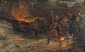 Das Begräbnis eines Wikingers von Frank Dicksee