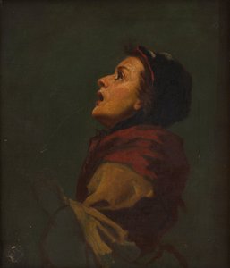 Studie einer Frau, die zum Himmel schaut von Frank Holl