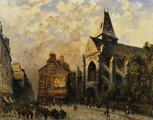 Straßenszene hinter der Saint-Medard-Kirche, Paris