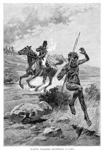 Einheimische Truppen zerstreuen ein Lager, Australien, 1886 von Frank P. Mahony