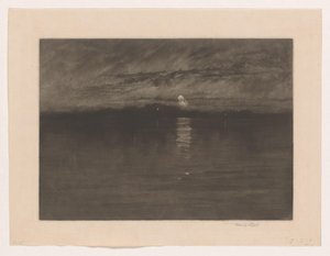 Nächtliche Landschaft mit einem See von Frank Short (signed by artist)