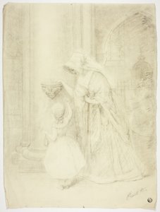 Dame und Mädchen in der Kirche von Frank Stone