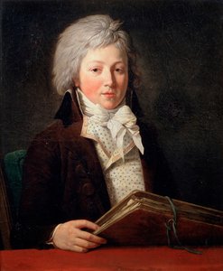 Porträt eines jungen Mannes mit einer Mappe mit Zeichnungen von François André Vincent