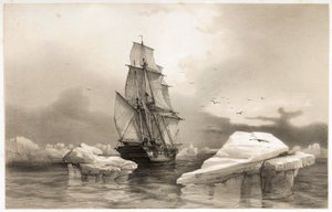 Korvette "La Recherche" in der Nähe von Bäreninsel am 7. August von François Auguste Biard
