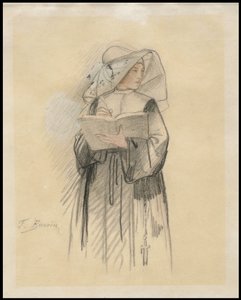 Eine Nonne mit einem Buch und einem Stift, 1827-1887 von François Bonvin