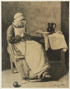 Dienerin beim Stricken, 1861