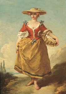 Bäuerin in einer Landschaft mit einem Korb voller Eier von François Boucher