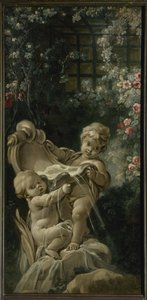 Boucher - Brunnen mit zwei Amoren, einer kniet, Zwischen 1765 und 1770