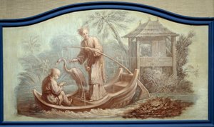 Chinoiserie: Angelszene in China. Türfront gezeichnet von François Boucher von François Boucher
