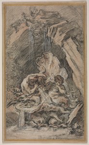 Brunnen mit zwei Tritonen, die Muscheln blasen, um 1736