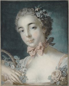 Kopf von Flora, 1769 (Pastellmanier-Engraving) von François Boucher
