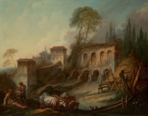 Imaginäre Landschaft mit dem Palatin-Hügel vom Campo Vaccino, 1734