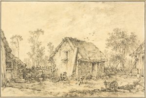 Landschaft mit rustikalem Häuschen von François Boucher