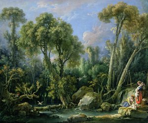 Wäscherinnen in einer Landschaft, 1760 von François Boucher