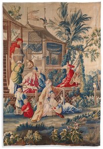 Louis XVI Tapisserie "aux Chinoiserie", Aubusson, letztes Viertel des 18. Jahrhunderts von François Boucher
