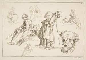 Blatt mit Skizzen, 1753 von François Boucher