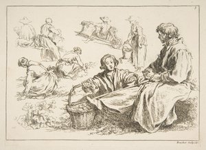 Blatt mit Skizzen von François Boucher