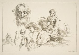 Blatt mit Skizzen, ca. 1735 von François Boucher