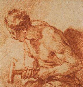 Studie eines Mannes mit Hammer, Halbfigur von François Boucher