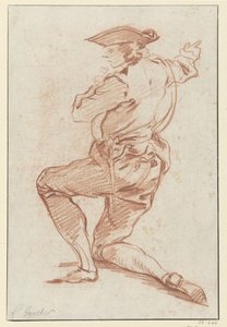 Studie eines knienden Jägers (Design für die Illustration von Les Plaisirs de l