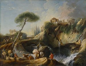 Blick auf Tivoli mit dem Tempel der Vesta, ca. 1749 von François Boucher