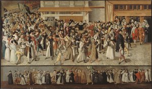 Prozession der Heiligen Liga in den Straßen von Paris, ca. 1590