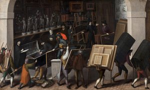 Die Beschlagnahme des Inhalts eines Malerateliers, ca. 1590 von François Bunel the Younger