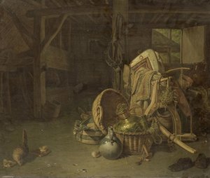 Stillleben in einem Stall von François Cornelis Knoll