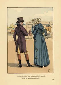 Paar wartet auf die Saint-Cloud-Kutsche, Place de la Concorde von François Courboin