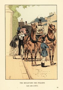 Modische Kutschen auf dem Boulevard des Italiens, linke Seite