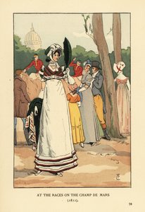 Modische Frau bei den Pferderennen auf dem Champ de Mars