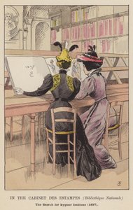 Im Cabinet des Estampes, Bibliothèque Nationale, die Suche nach vergangenen Moden, 1897 von François Courboin