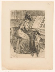 Lesende Frau in einer Bibliothek von François Courboin