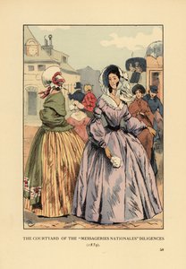 Frauen warten auf Postkutschen in Paris