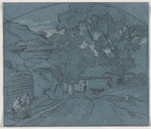 Landschaft mit zwei Mönchen von François Edouard Bertin
