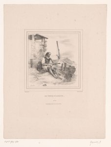 Alter Fischer mit Laute am Wasser von François Grenier