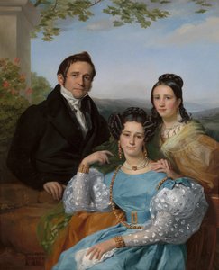Porträt von Théodore Joseph Jonet und seinen zwei Töchtern, 1832 von François Joseph Navez